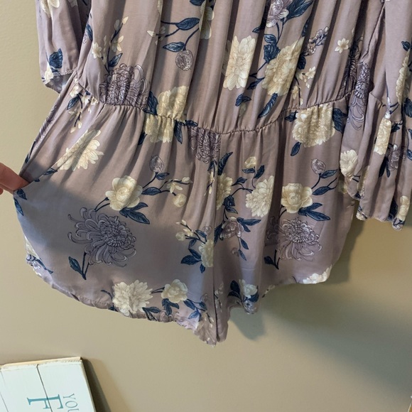 American Eagle Don’t Ask Why Purple Floral Romper-One Size - Picture 3 of 7
